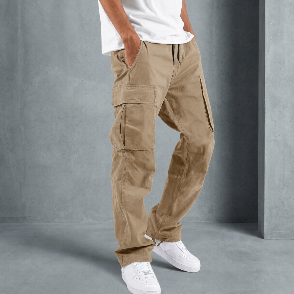 Lockere Cargohose mit Zugband und vielen Taschen