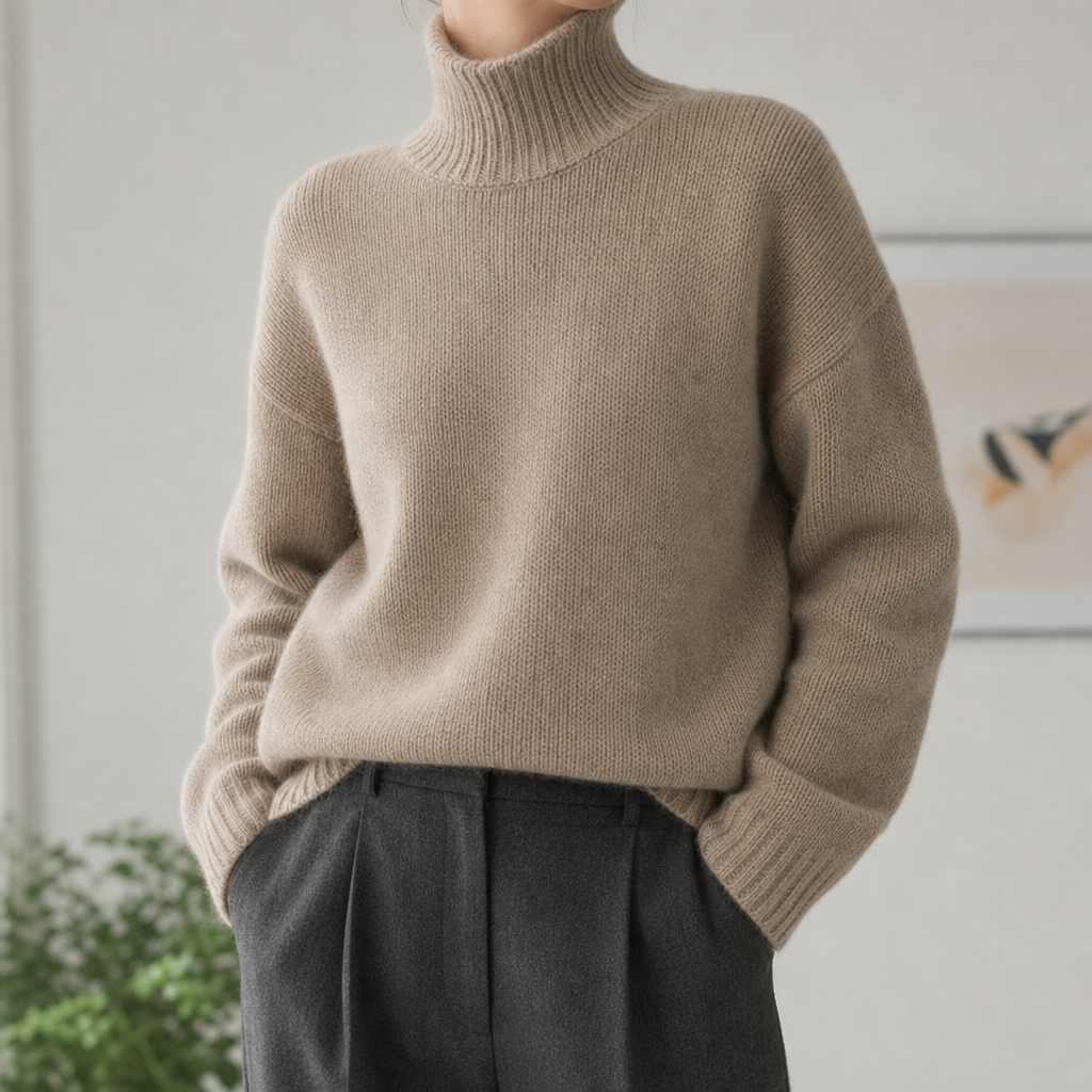 Rollkragenpullover mit Langarm in lockerer Passform