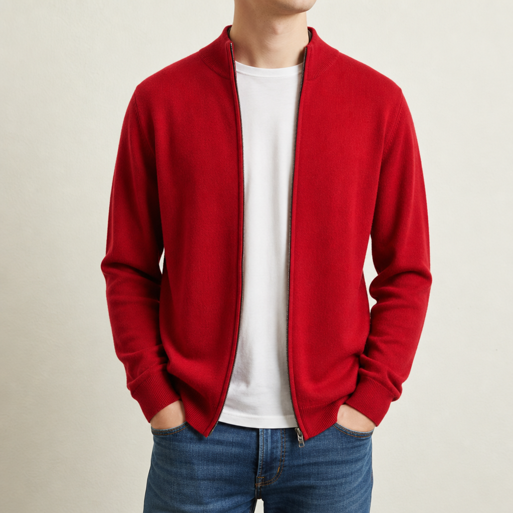 Strickjacke mit Reissverschluss und Stehkragen