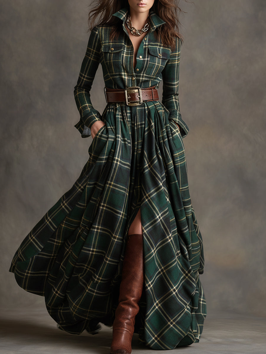Damen Hemdblusenkleid Mit Gürtel Und Knopfleiste