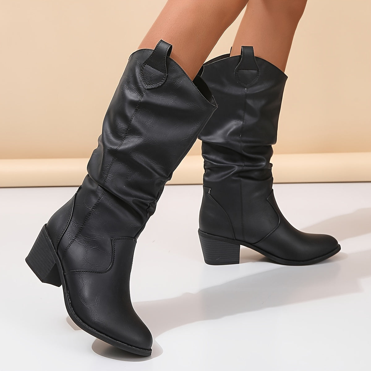 Flache Damen Western Stiefeletten Für Breite Waden