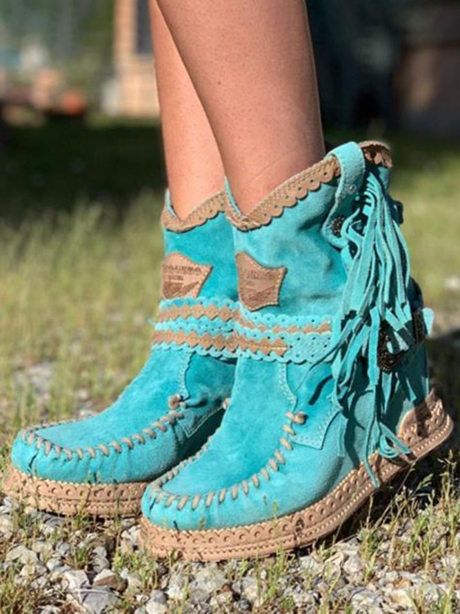 Western Stiefeletten Mit Fransen Im Boho Stil