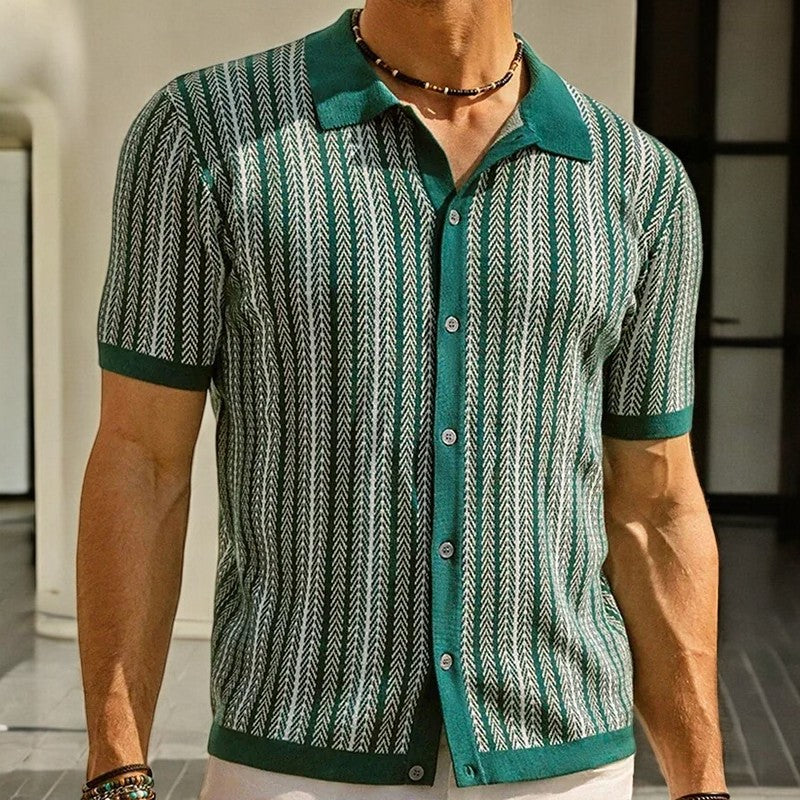 Alban Herringbone-Muster Hemd Aus Bio-Baumwolle