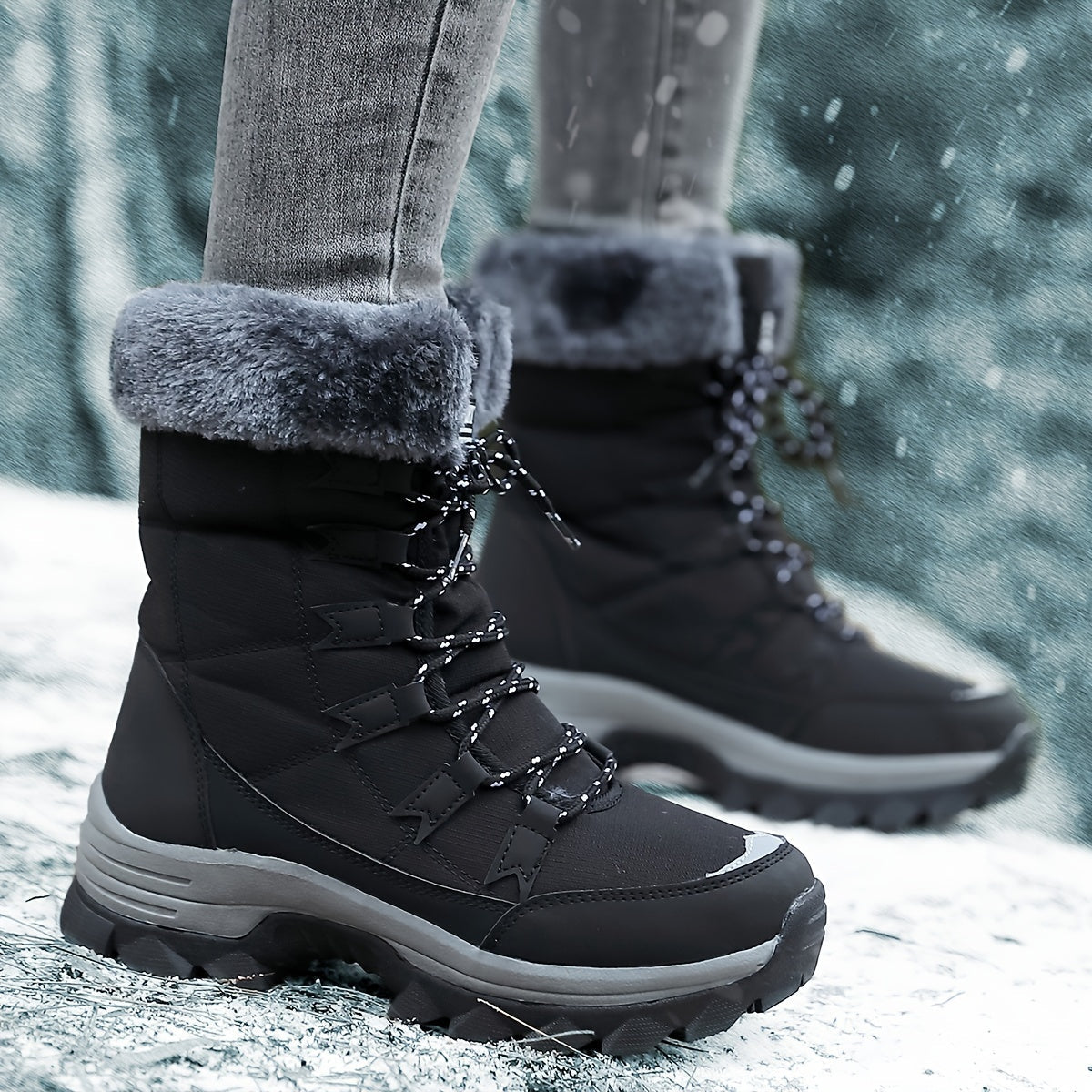 Bottes d'hiver isolées aspect cuir
