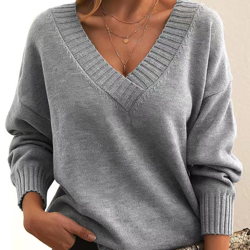 Damen Strickpullover Mit V Ausschnitt