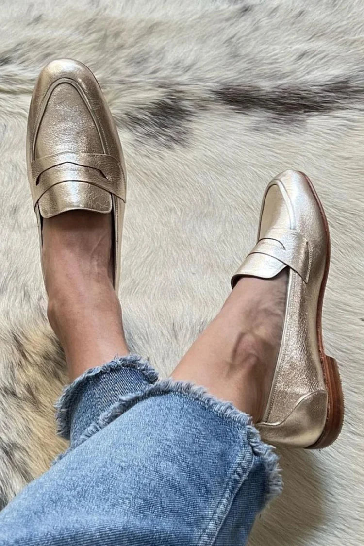 Hellgoldene Damen Metallic Loafer
