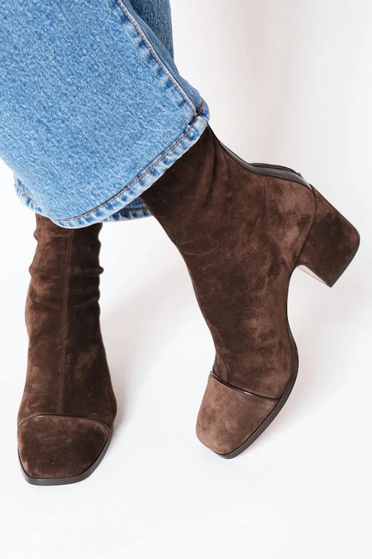 Schmale Damen Stiefeletten mit Stabilem Blockabsatz