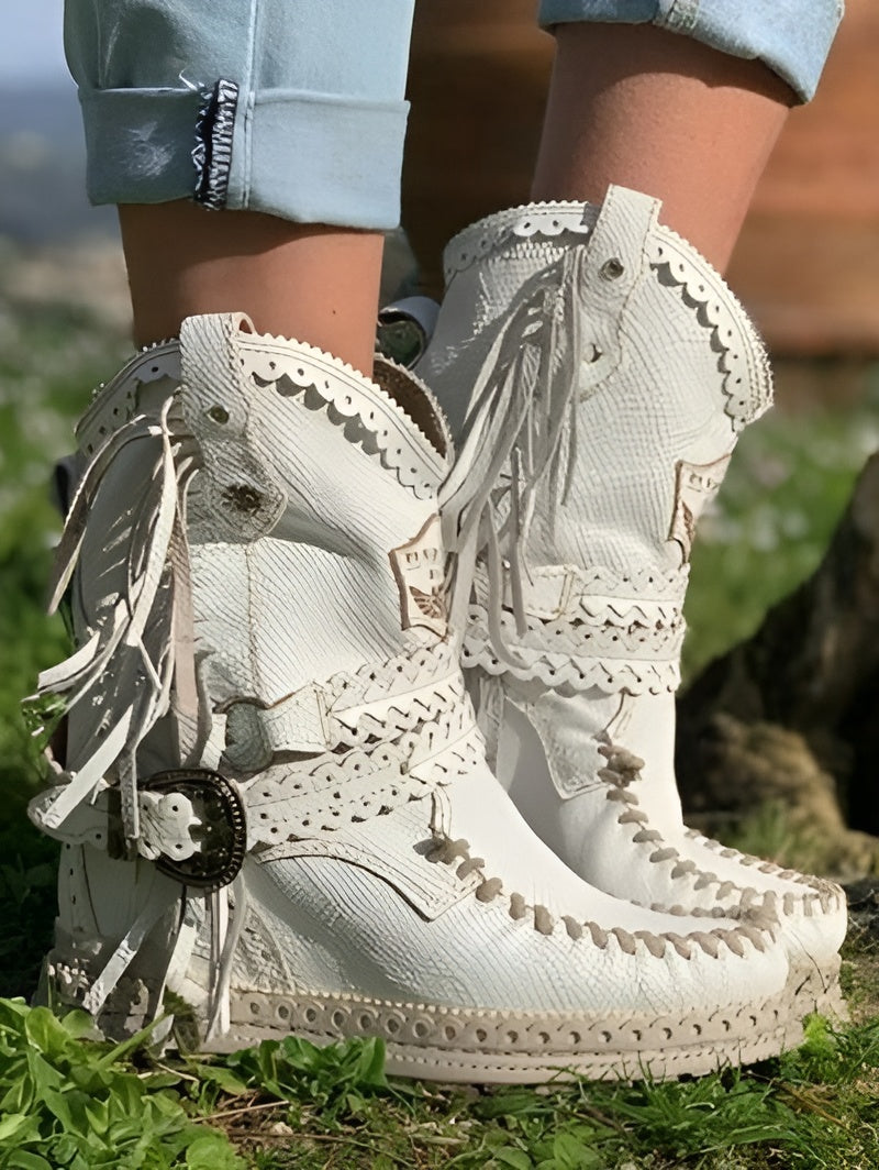 Western Stiefeletten Mit Fransen Im Boho Stil