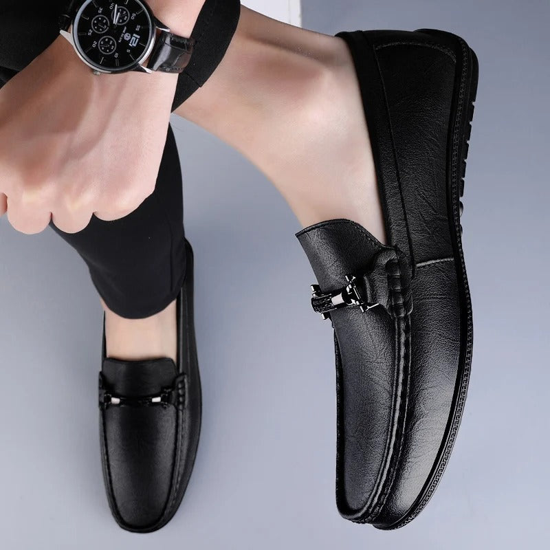 Pienza Echtleder-Loafer Mit Metallseil-Akzent