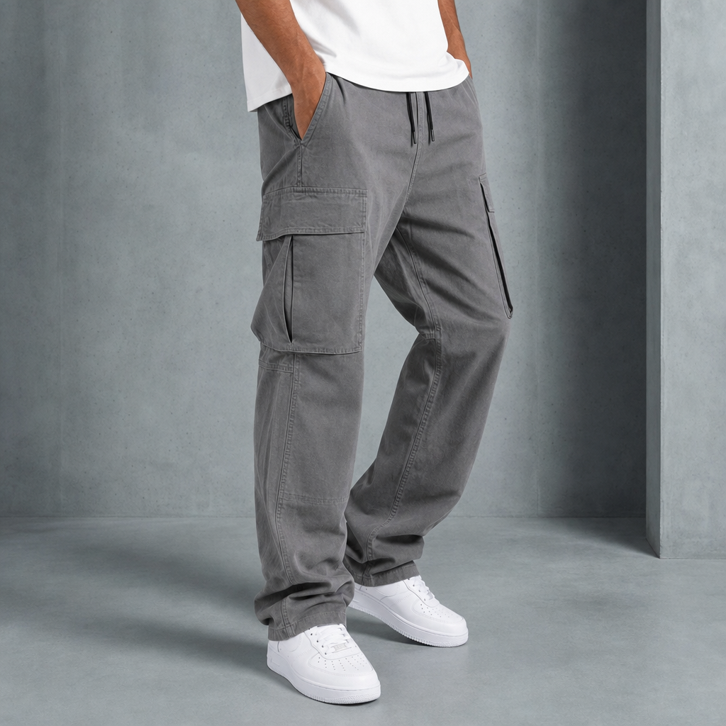 Lockere Cargohose mit Zugband und vielen Taschen
