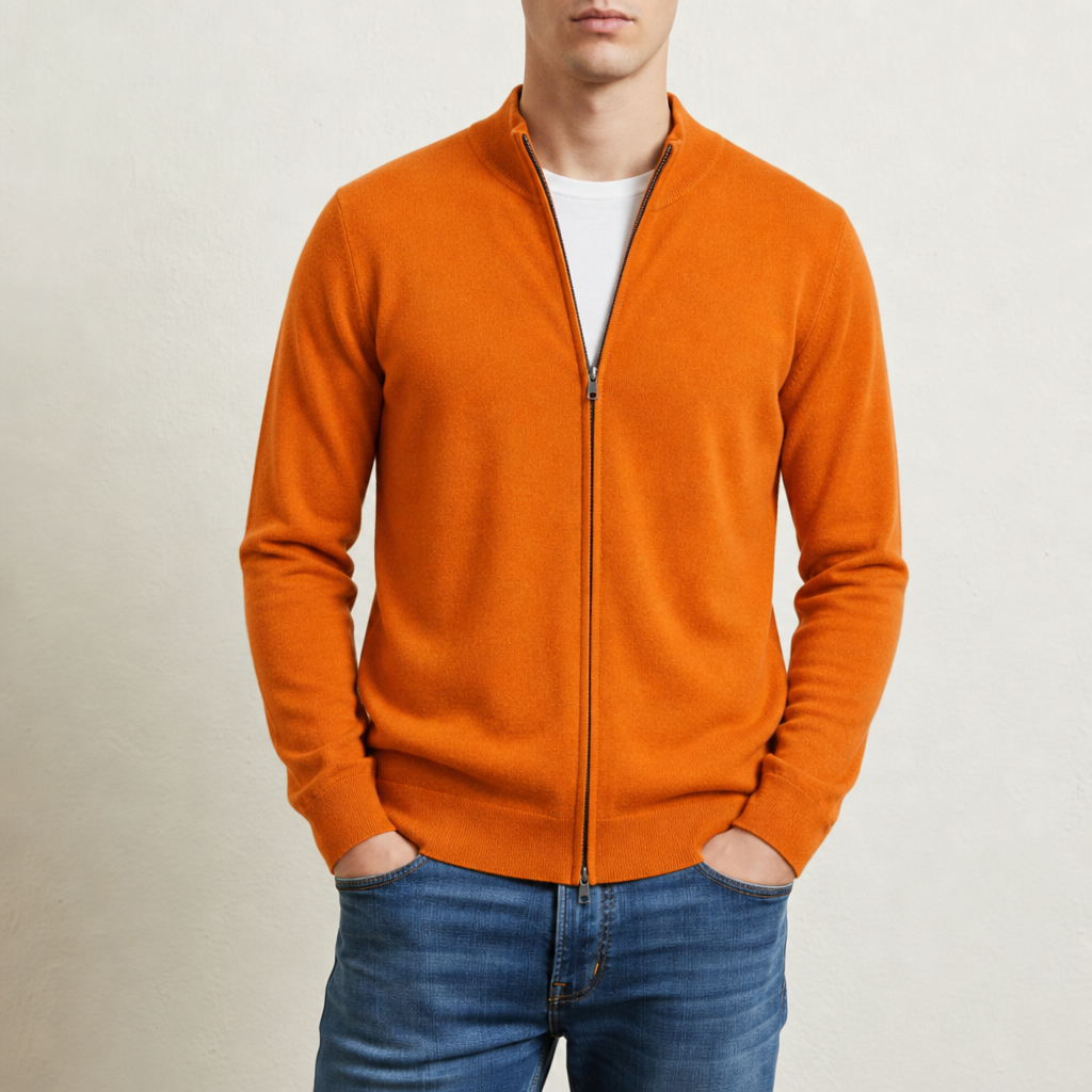 Strickjacke mit Reissverschluss und Stehkragen
