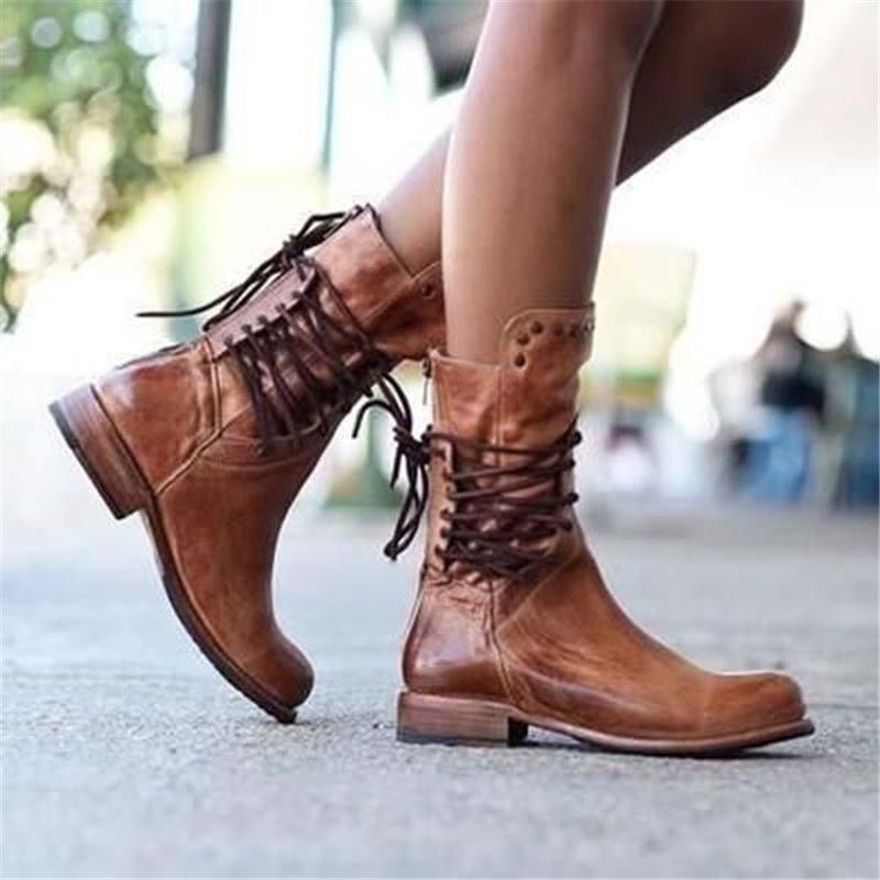 Damen Stiefeletten Mit Nieten Und Niedrigem Absatz