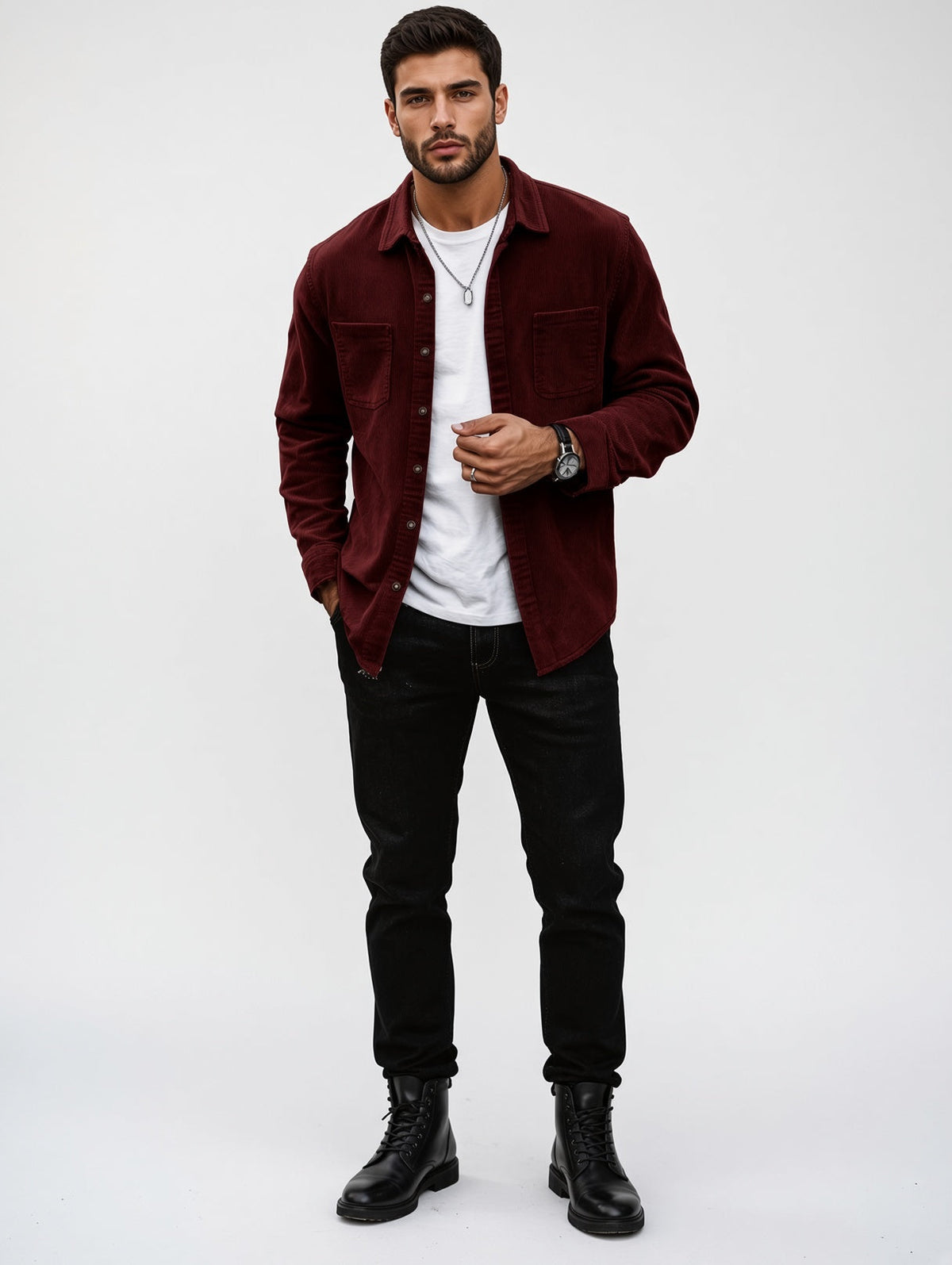 Herren Overshirt aus Cord mit Brusttaschen