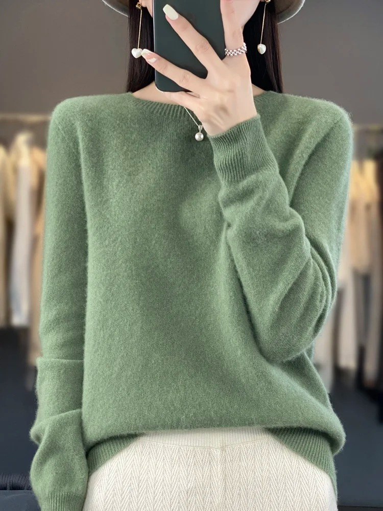 Damen Strickpullover Mit Rundhalsausschnitt