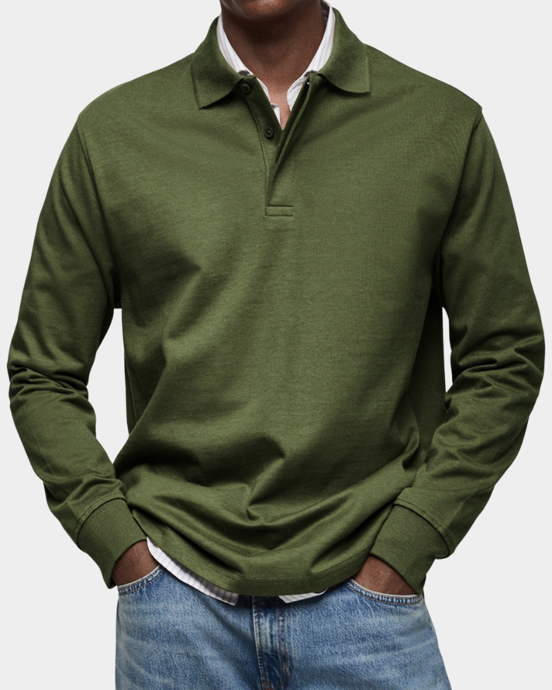 Herren Langarm Poloshirt mit Klassischem Kragen