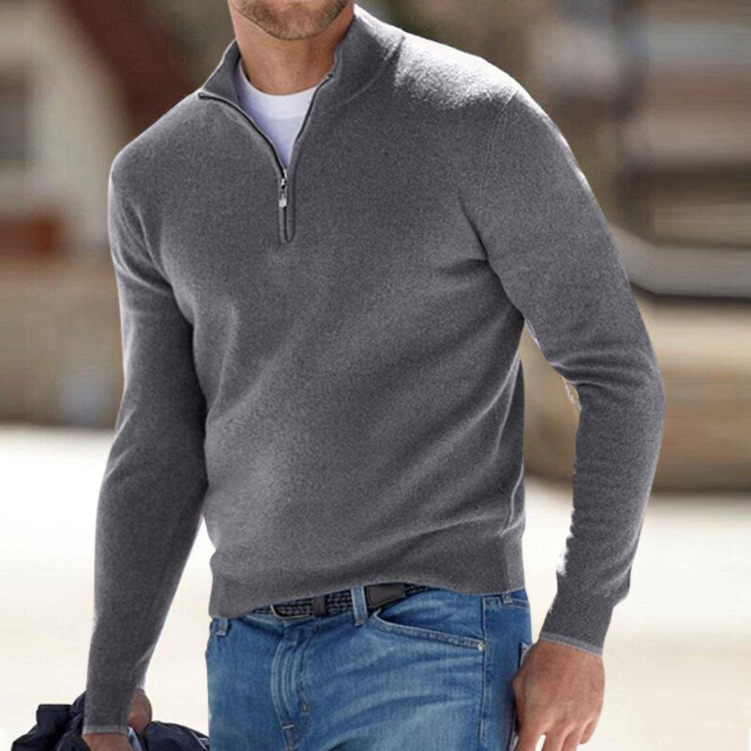 Herren Half Zip Pullover mit Stehkragen