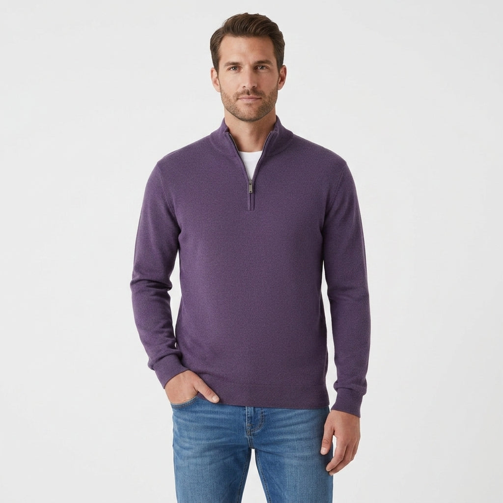 Herren Pullover mit V-Ausschnitt und Reissverschluss