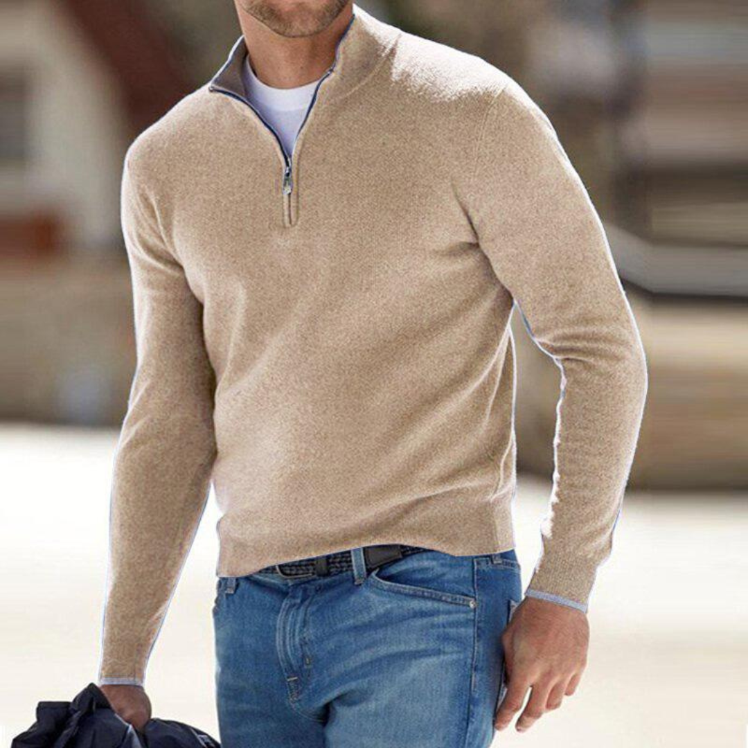 Herren Half Zip Pullover mit Stehkragen