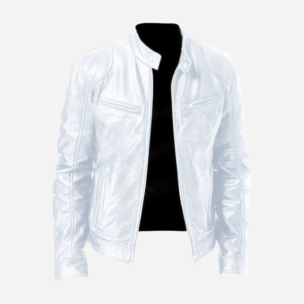 Herren Bikerjacke aus Kunstleder mit Reißverschluss