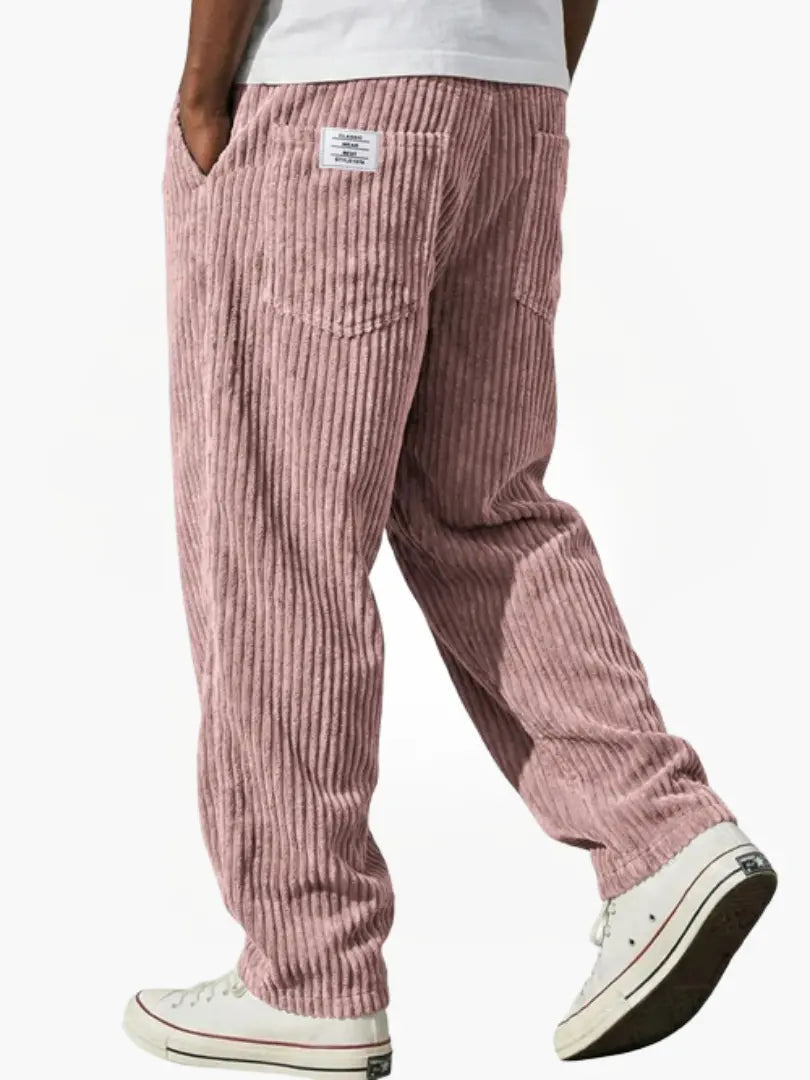 Lockere Herren Hose in Cord-Optik mit geradem Bein