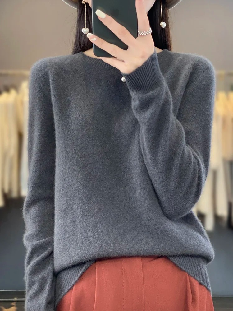 Damen Strickpullover Mit Rundhalsausschnitt