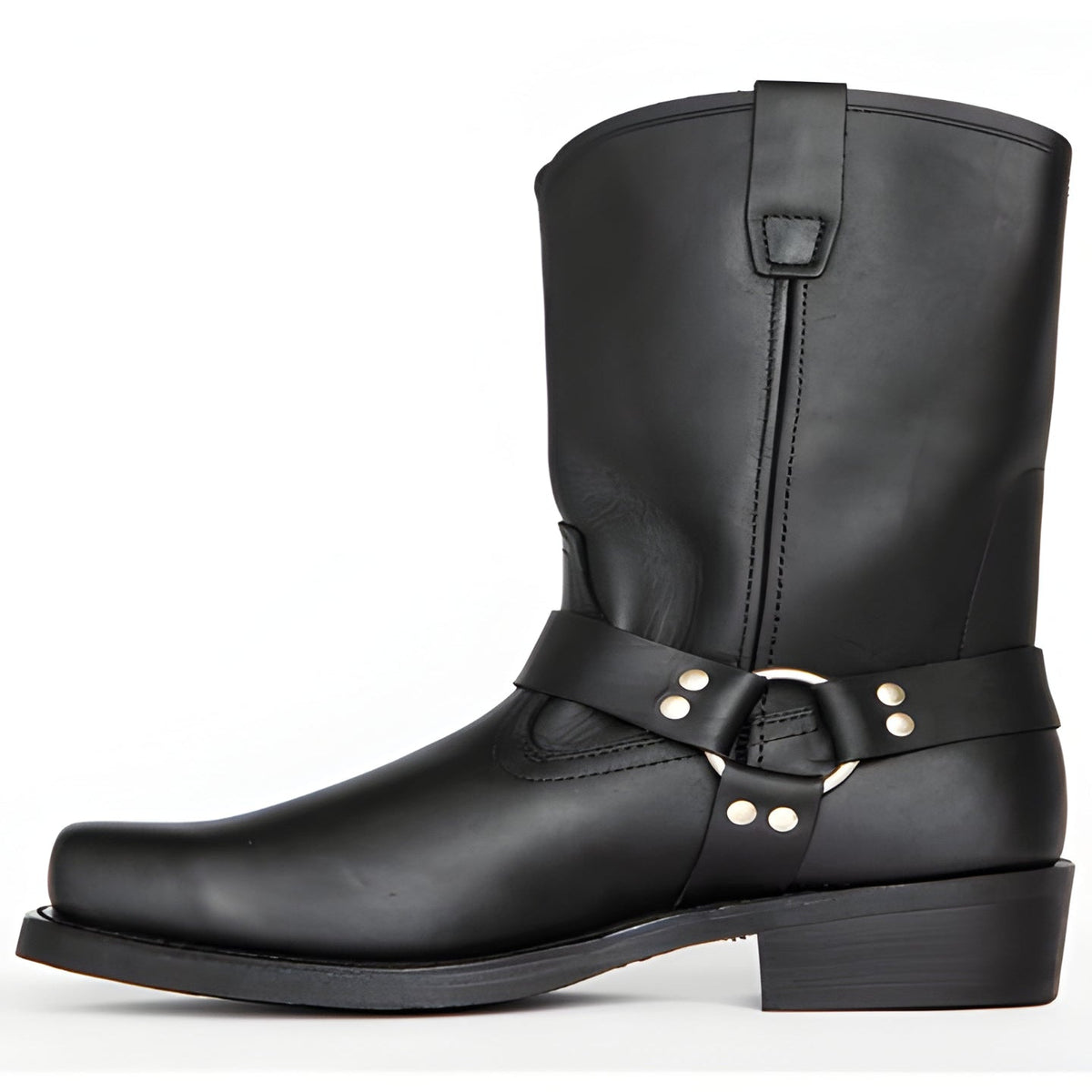 Hohe Herren Harness Stiefel aus Leder mit Silbernieten