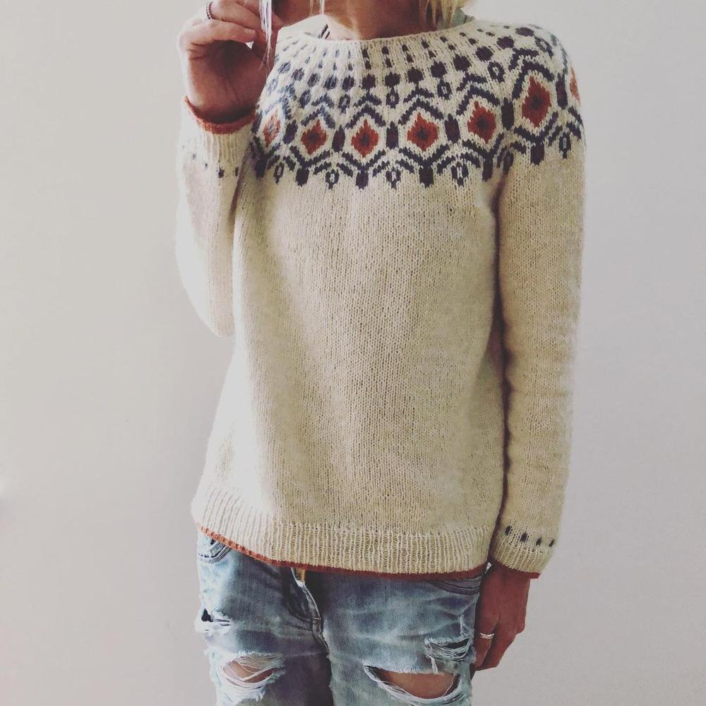 Damen Pullover Mit Gemustertem Kragen
