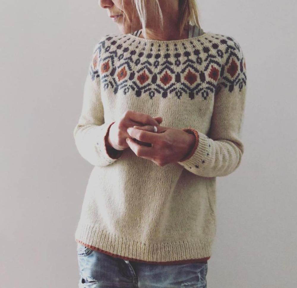 Damen Pullover Mit Gemustertem Kragen