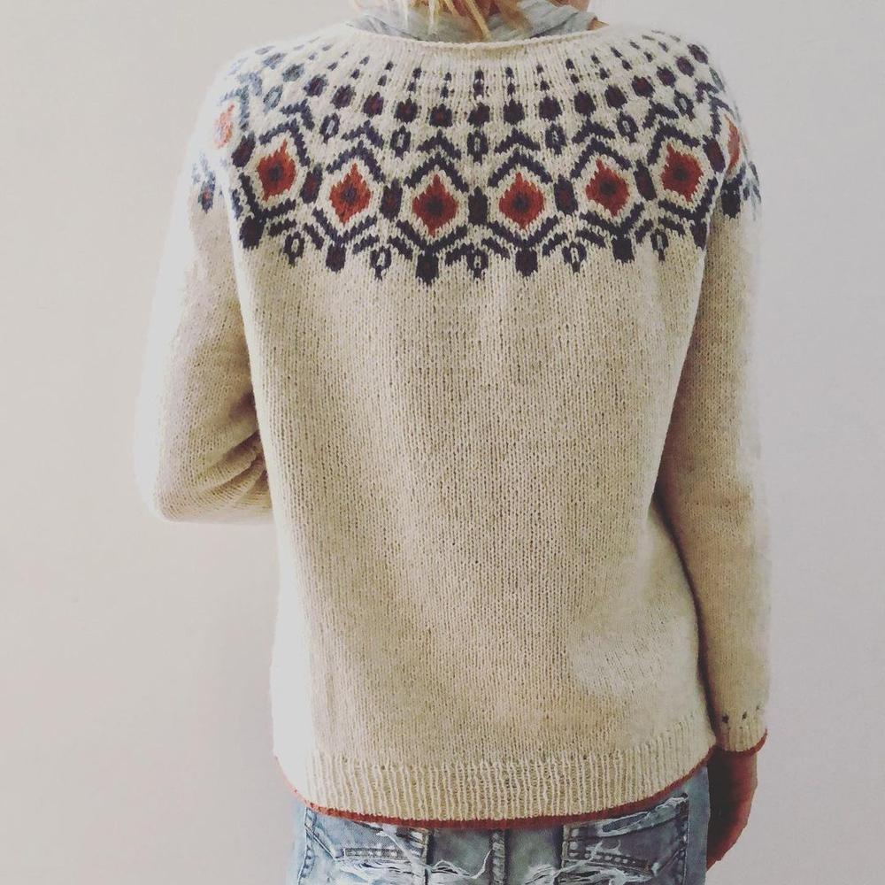 Damen Pullover Mit Gemustertem Kragen