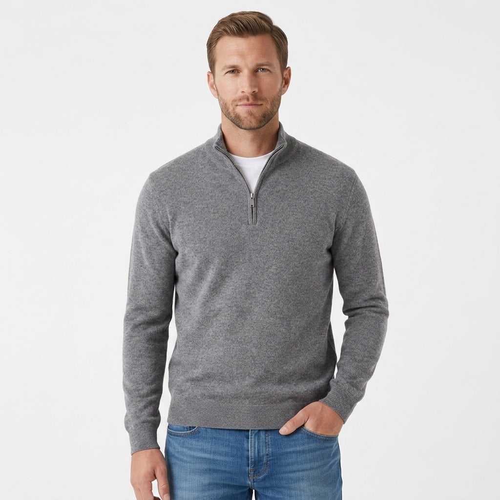 Herren Pullover mit V-Ausschnitt und Reissverschluss