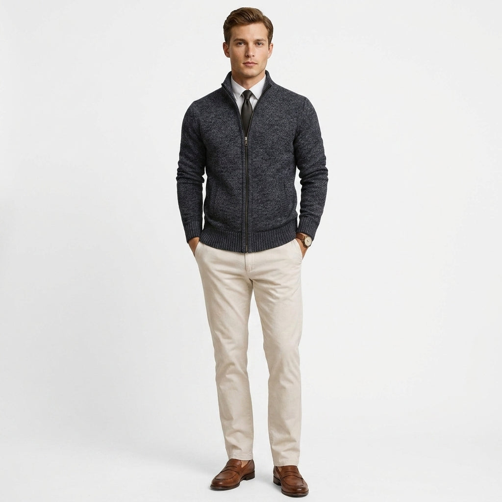 Eleganter Herren Pullover Slim Fit aus Woll-Baumwoll-Mix