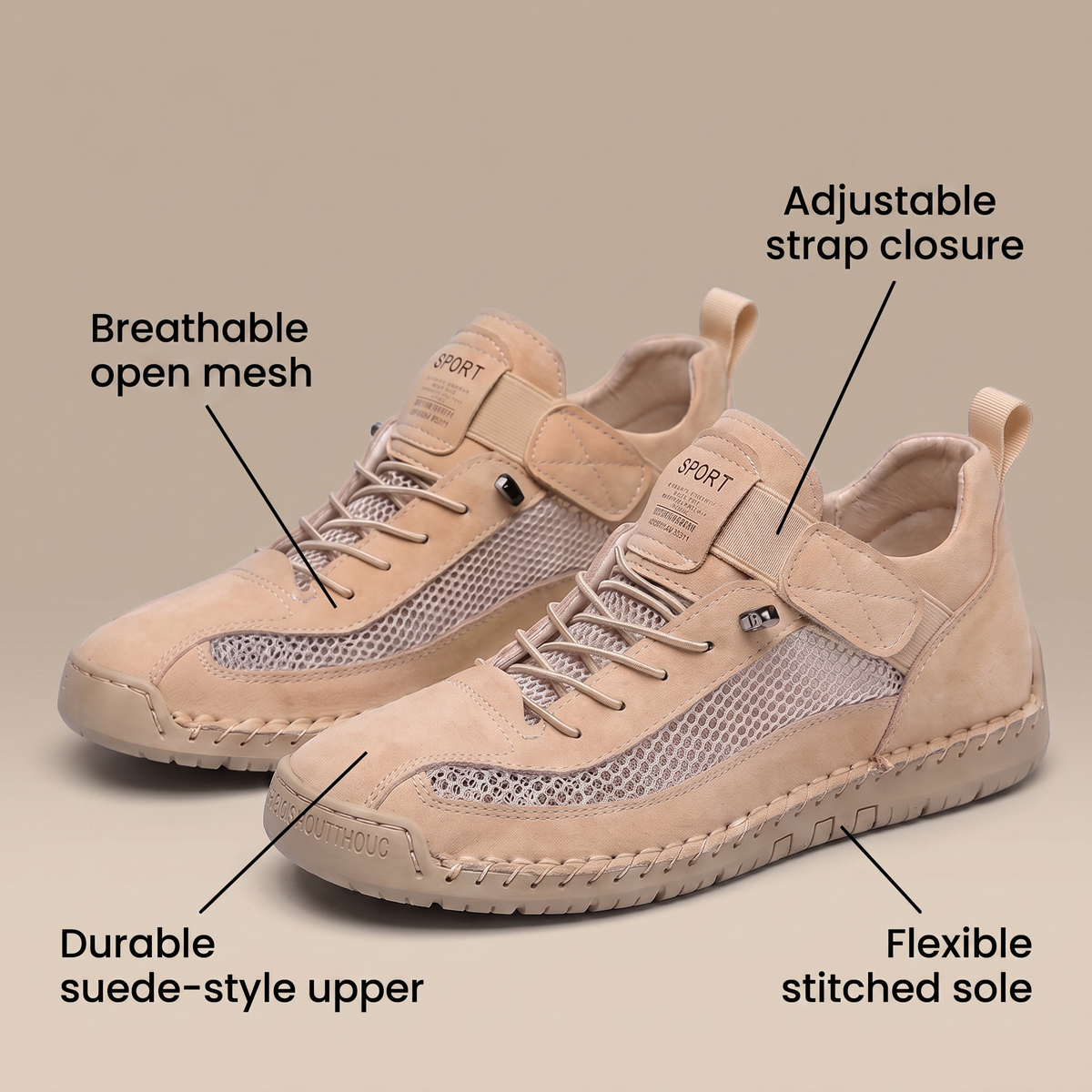 Atmungsaktive Damen Walking Schuhe mit Schnürung aus Mesh