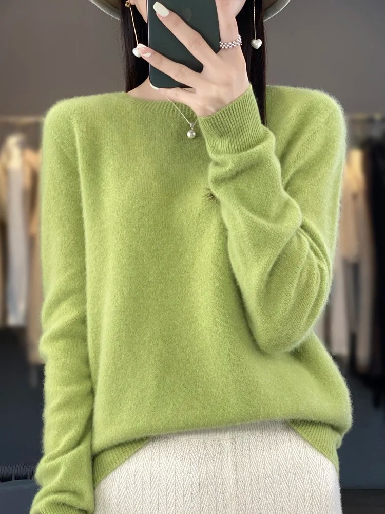 Damen Strickpullover Mit Rundhalsausschnitt