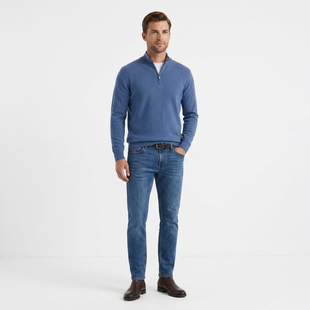 Herren Pullover mit V-Ausschnitt und Reissverschluss