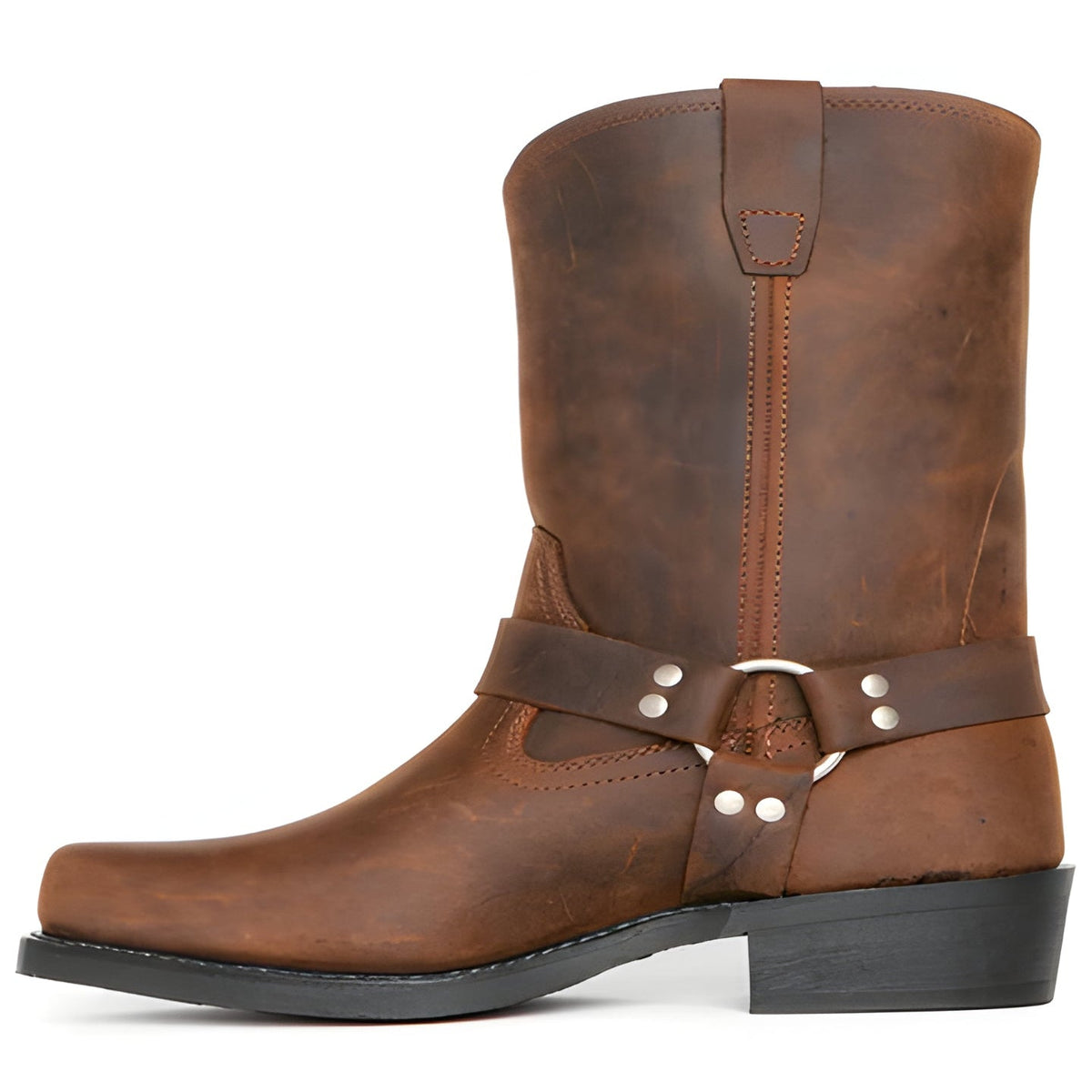 Hohe Herren Harness Stiefel aus Leder mit Silbernieten