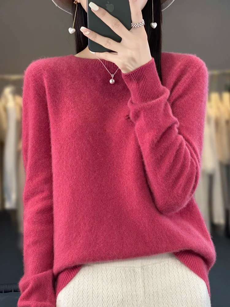 Damen Strickpullover Mit Rundhalsausschnitt