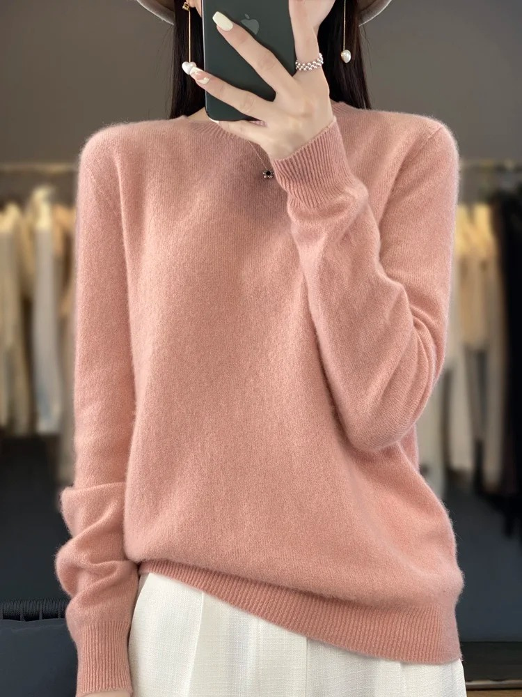 Damen Strickpullover Mit Rundhalsausschnitt