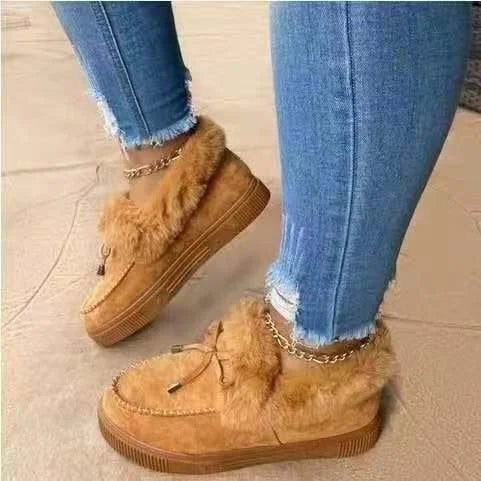 Warm Gefütterte Damen Winterschuhe mit runder Spitze