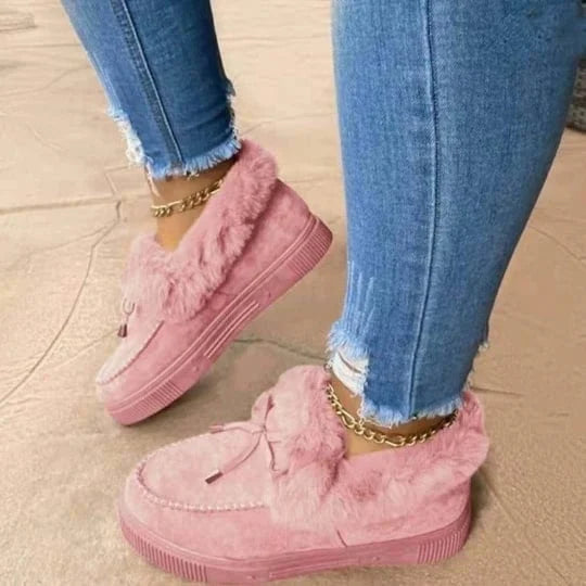 Warm Gefütterte Damen Winterschuhe mit runder Spitze
