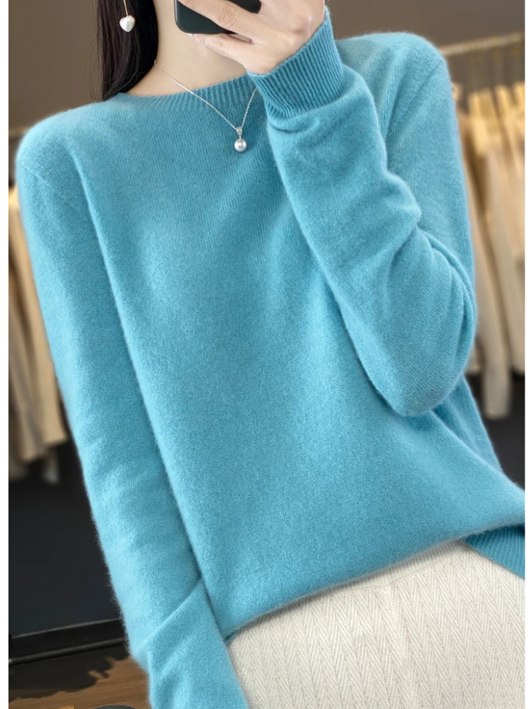 Damen Strickpullover Mit Rundhalsausschnitt