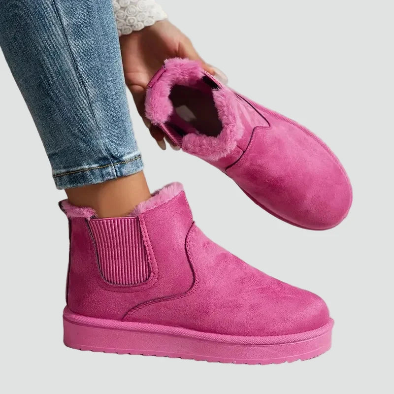 Gefütterte Damen Winter Stiefeletten mit Elastikeinsatz