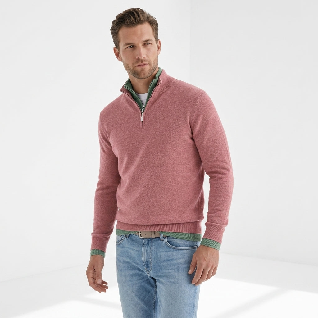Herren Pullover mit V-Ausschnitt und Reissverschluss