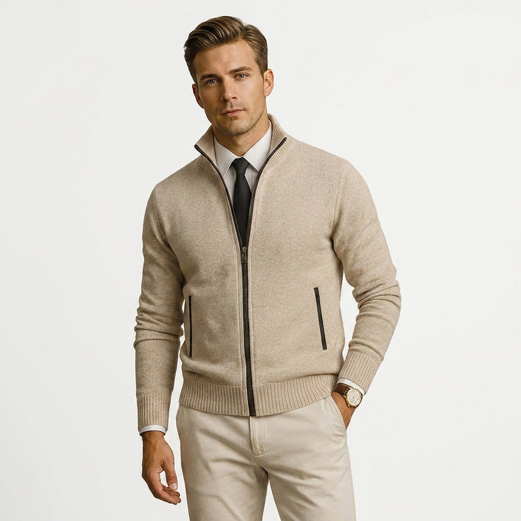 Eleganter Herren Pullover Slim Fit aus Woll-Baumwoll-Mix