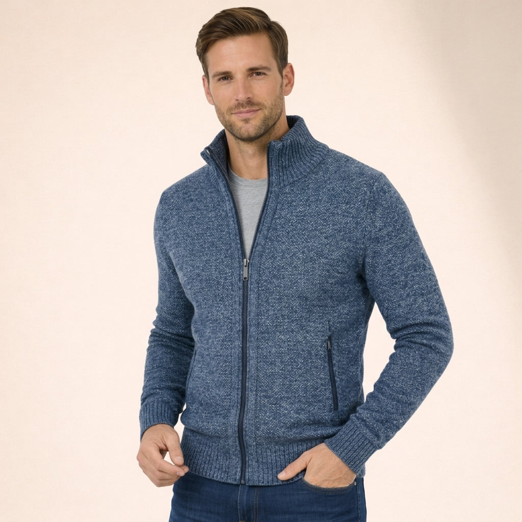 Herren Strickjacke mit Durchgehendem Reissverschluss