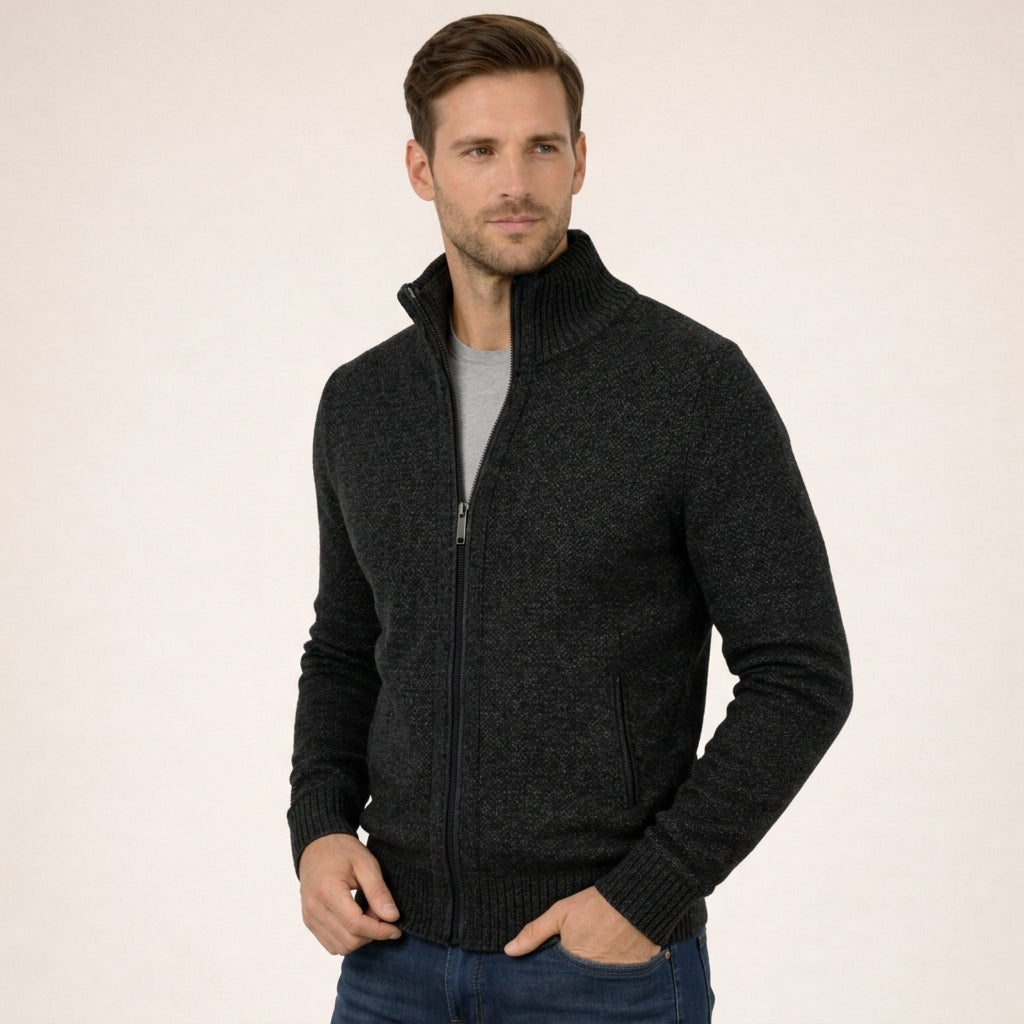 Herren Strickjacke mit Durchgehendem Reissverschluss