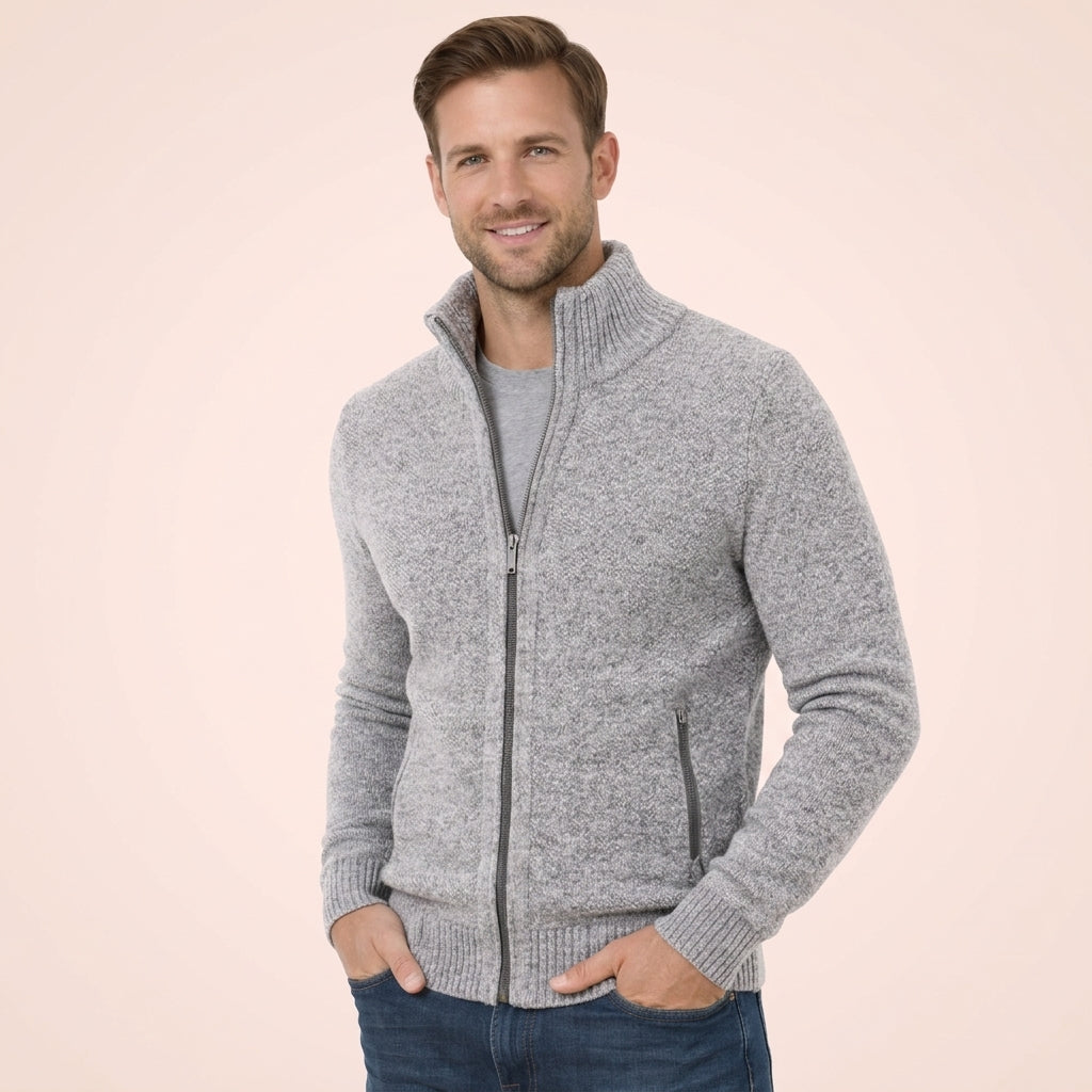 Herren Strickjacke mit Durchgehendem Reissverschluss