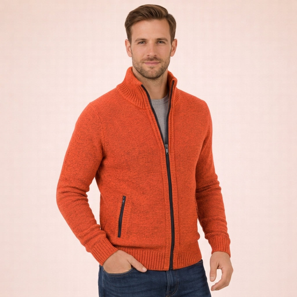 Herren Strickjacke mit Durchgehendem Reissverschluss