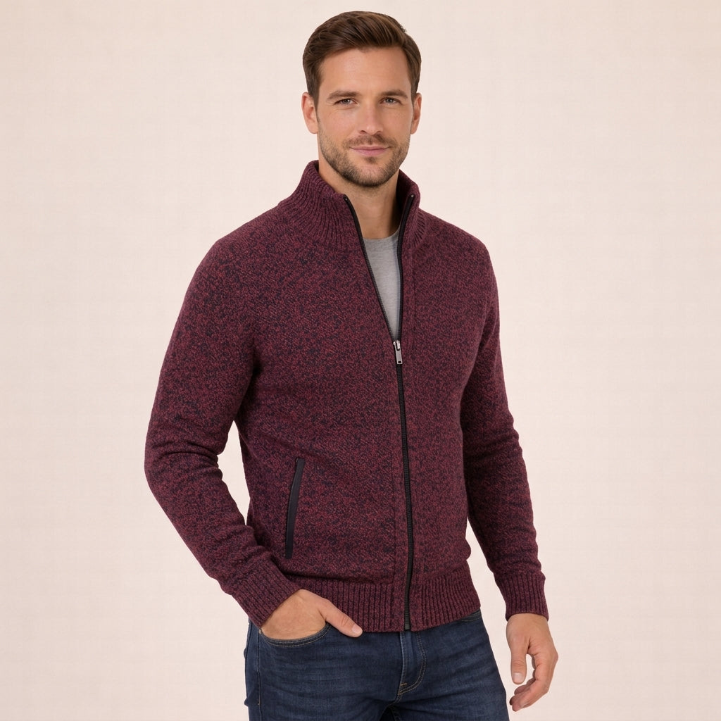 Herren Strickjacke mit Durchgehendem Reissverschluss