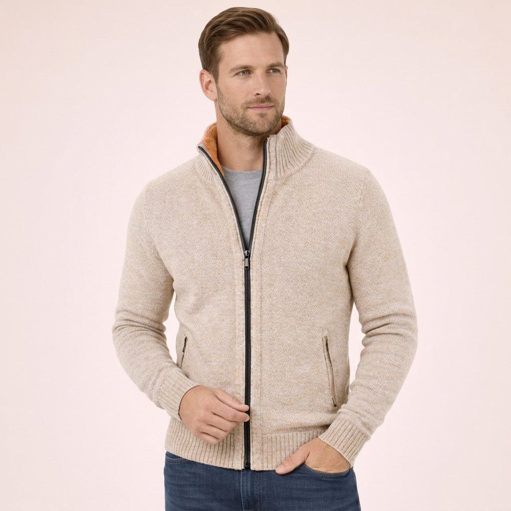 Herren Strickjacke mit Durchgehendem Reissverschluss