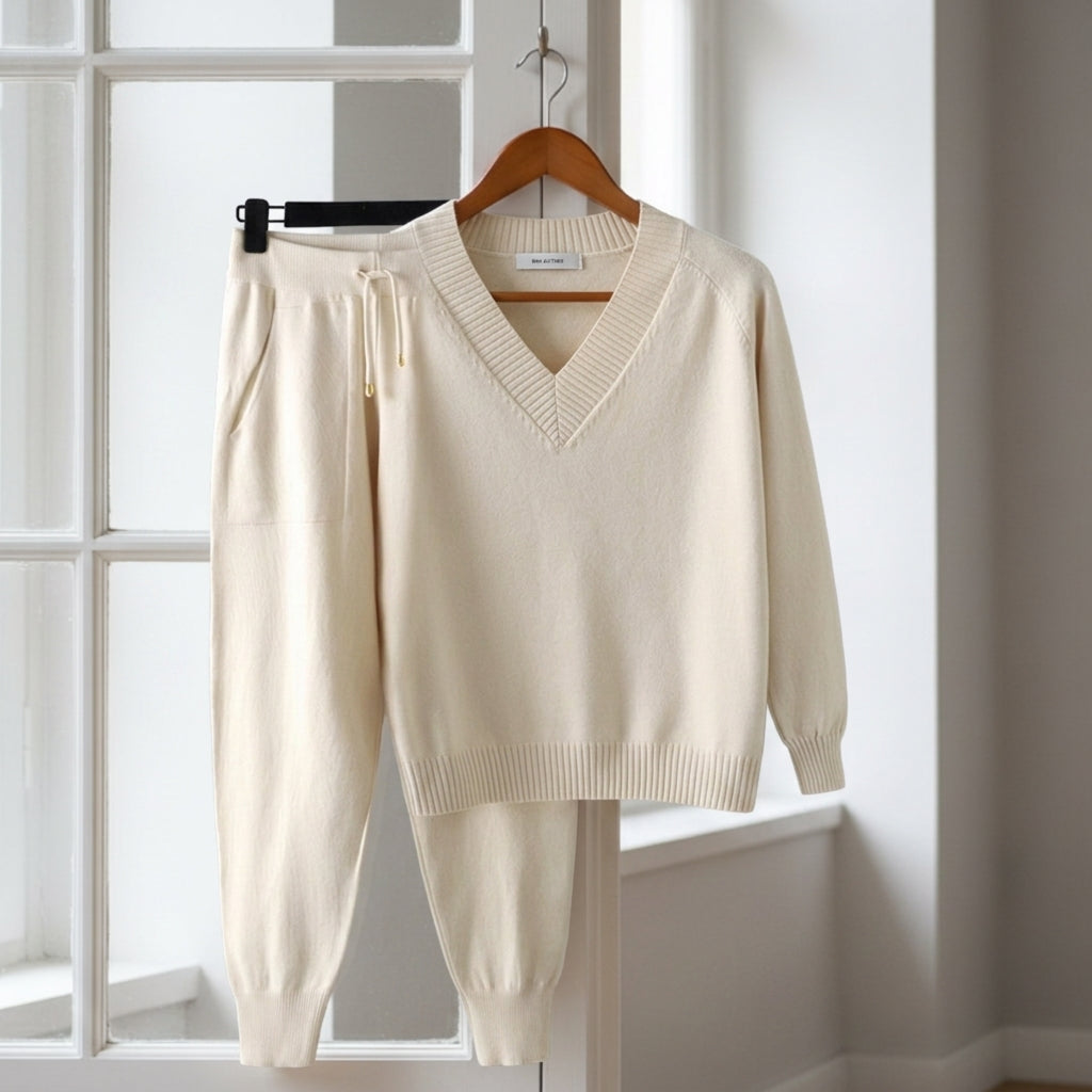 Zweiteiliges Strick-Loungewear-Set mit Blumenmuster